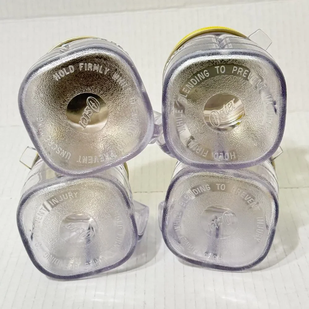 4 Vtg Osterizer Blend &  Store Mini Container / Jar 8oz Yellow Metal Lid Clean!